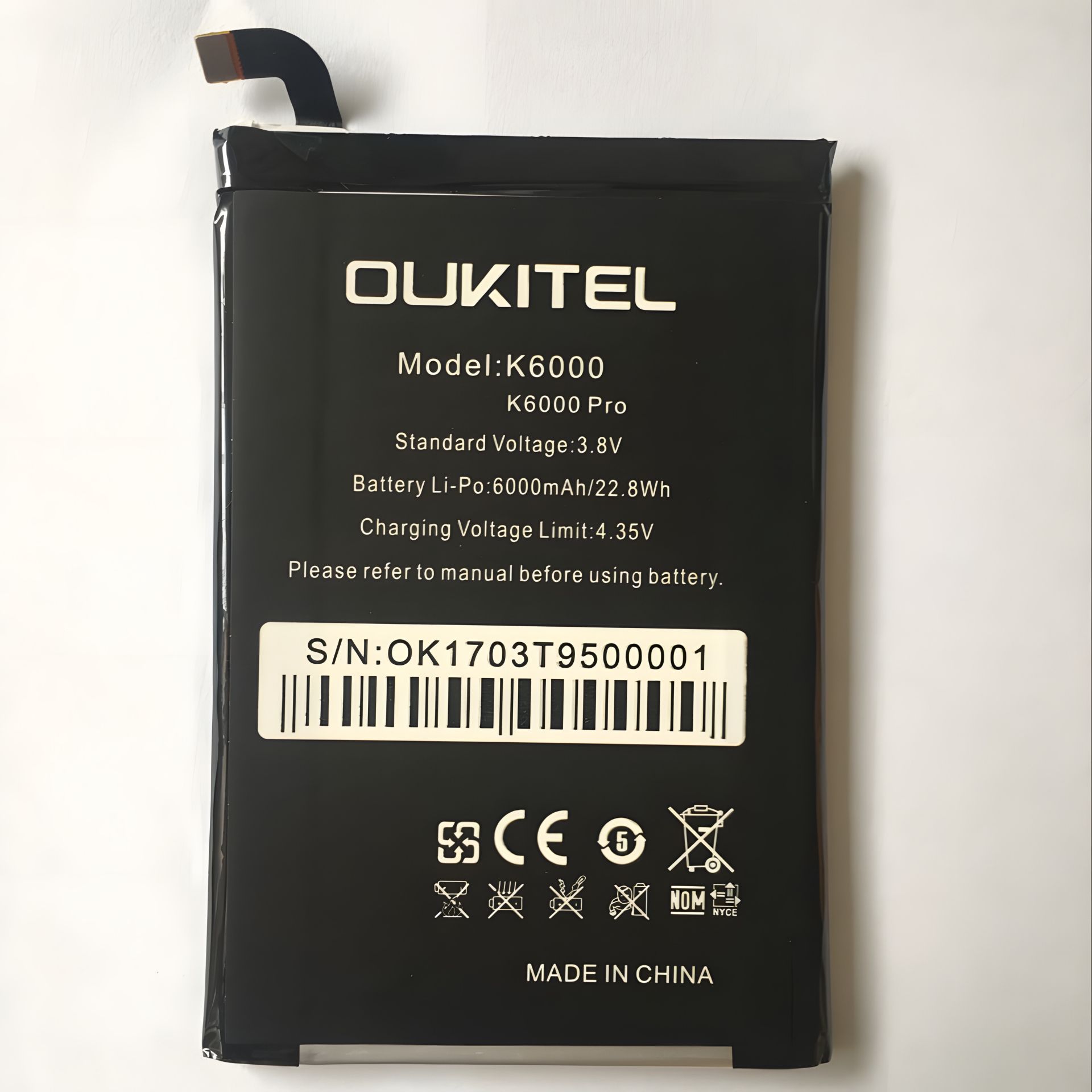 Oukitel K6000/K6000 Pro 6000 mAh PRC Original 12 міс. гарантії Акумулятор Oukitel K6000/K6000 Pro 6000 mAh PRC Original 12 міс. гарантії Акумулятор