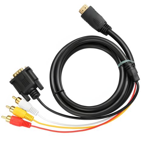 HDMI to VGA 3 RCA Adapter Converter Cable 1080p HDTV (Високоякісний)