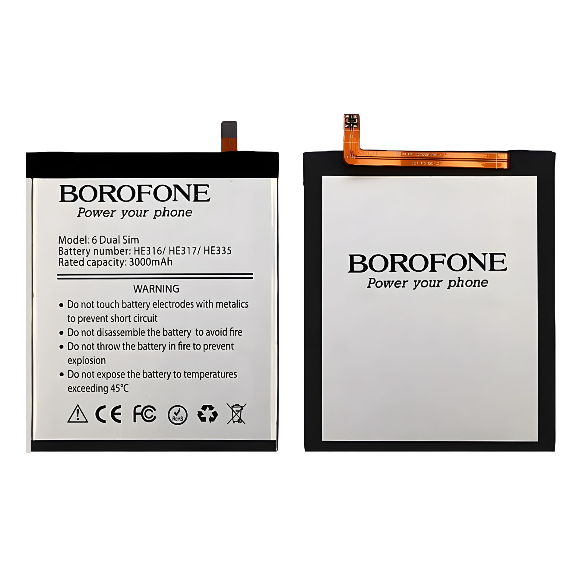 Аккумулятор Borofone HE316/ HE317/ HE335 для Nokia 6 Dual Sim Аккумулятор Borofone HE316/ HE317/ HE335 для Nokia 6 Dual Sim