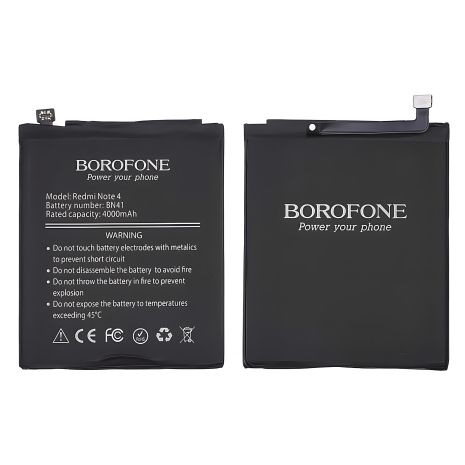 Акумулятор Borofone BN41 для Xiaomi Redmi Note 4 (China Version, MediaTek, MTK) 4100 mAh Акумулятор Borofone BN41 для Xiaomi Redmi Note 4 (China Version, MediaTek, MTK) 4100 mAh