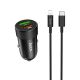 Автомобильное ЗУ Hoco Z32B PD+QC3.0(1USB/ 1USB-C/ 4A) + Cable Type-C to iPhone Gray