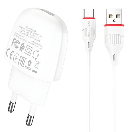 Зарядний пристрій Borofone BA49A Type-C 2,1A White