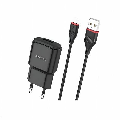 Зарядний пристрій Borofone BA48A Lightning 2,1A Black Зарядний пристрій Borofone BA48A Lightning 2,1A Black