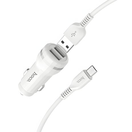 Автомобильное ЗУ Hoco Z23 2USB Micro White