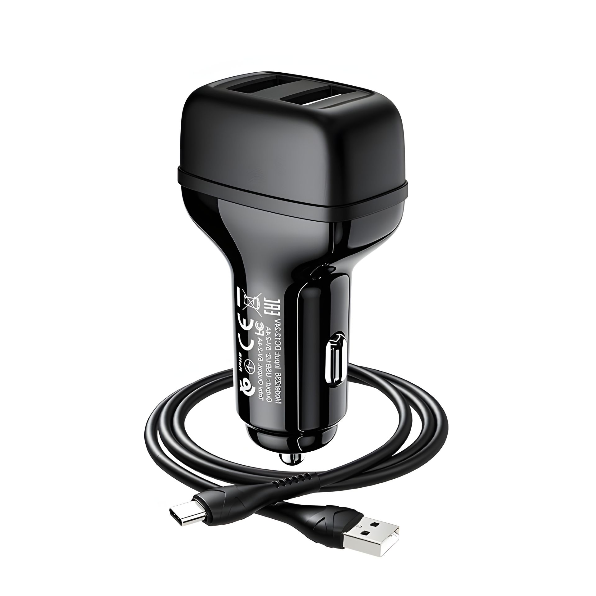 Автомобільний ЗП Hoco Z36 (2USB/2.4A) + Cable Type-C Black Автомобільний ЗП Hoco Z36 (2USB/2.4A) + Cable Type-C Black