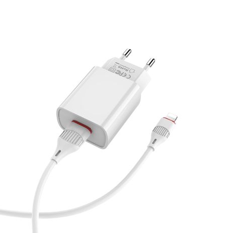 Зарядное устройство Borofone BA20A Lightning 1USB 2.1A White