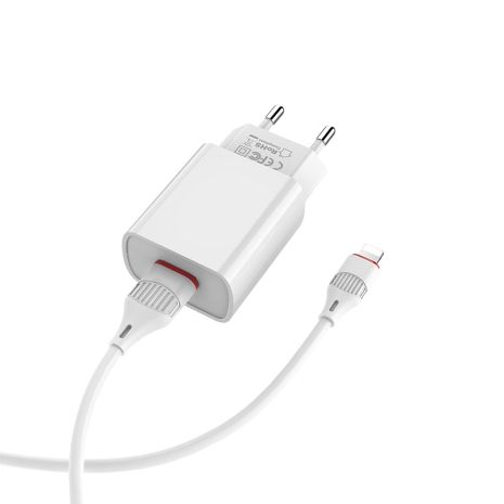 Зарядний пристрій Borofone BA20A Lightning 1USB 2.1A White