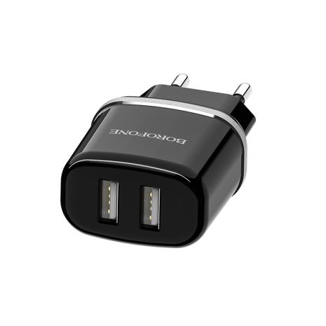 Зарядний пристрій Borofone BA25A 2USB 2.4A Black