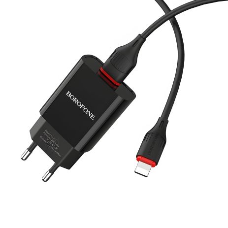 ЗУ Borofone BA20A Lightning 1USB 2.1A Чёрный