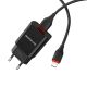 Мережевий зарядний пристрій Borofone BA20A, кабель USB to Lightning, 1USB, 2.1A, Black