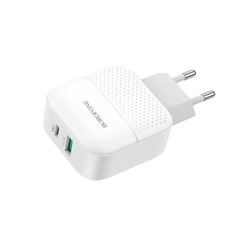 Зарядний пристрій Borofone BA46A PD+QC3.0 1USB/3A White