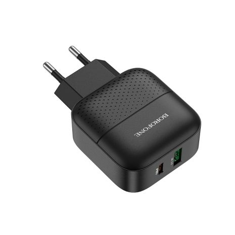 Зарядний пристрій Borofone BA46A PD+QC3.0 1USB/3A Black