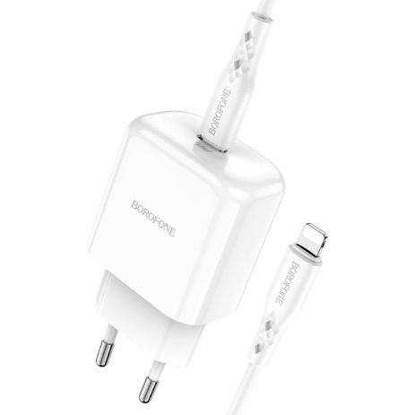 Зарядний пристрій Borofone BN3 Premium Type-C to Lightning PD 20W QC3.0 White Зарядний пристрій Borofone BN3 Premium Type-C to Lightning PD 20W QC3.0 White