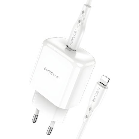 Borofone BN3 Зарядное устройство Type-C to Lightning Premium PD 20W QC3.0 Белое
