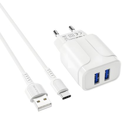ΠΠ°ΡΡΠ΄Π½ΠΈΠΉ ΠΏΡΠΈΡΡΡΡΠΉ Borofone BA37A Type-C 2USB 2.4A White ΠΠ°ΡΡΠ΄Π½ΠΈΠΉ ΠΏΡΠΈΡΡΡΡΠΉ Borofone BA37A Type-C 2USB 2.4A White