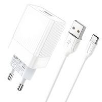 Зарядное устройство Borofone BA47A QC3.0 1USB/3A + Type-C кабель Белого цвета