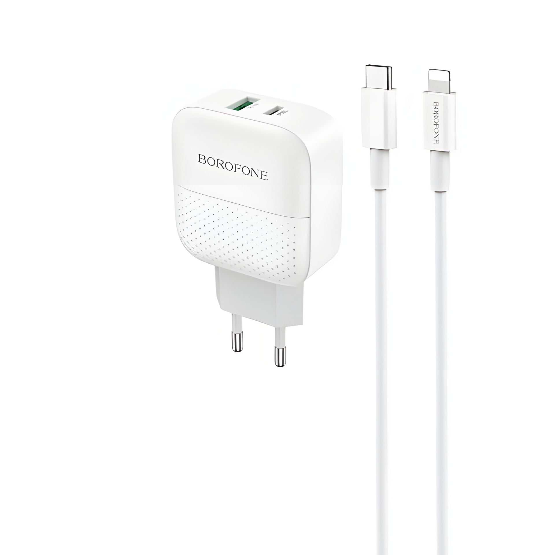 Зарядное устройство Borofone BA46A PD+QC3.0 1USB/3A +Кабель Type-C to Lightning White Зарядное устройство Borofone BA46A PD+QC3.0 1USB/3A +Кабель Type-C to Lightning White