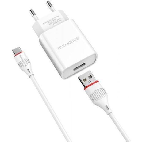 Зарядний пристрій Borofone BA20A Type-C 1USB 2.1A White