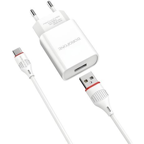 Borofone BA20A зарядное устройство Type-C 1USB 2.1A White