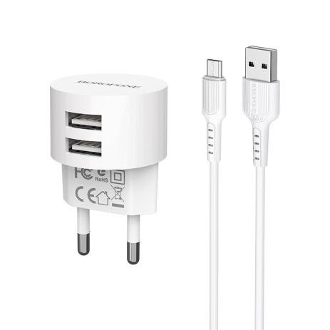 Зарядка Borofone BA23A Micro 2USB 2.4A Белый