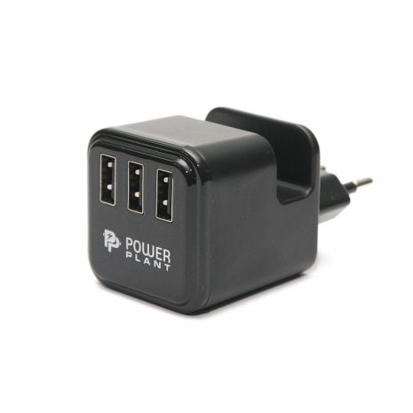 Зарядний пристрій PowerPlant W-360 3xUSB: 220V, 3.4A