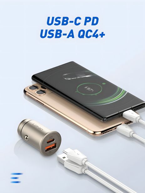 Автомобильное ЗУ LDNIO C506Q / type-C / Lightning Стальной Автомобильное ЗУ LDNIO C506Q / type-C / Lightning Стальной