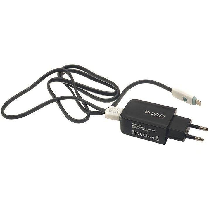 Зарядное устройство PowerPlant W-280 USB 5V 2A Lightning LED Зарядное устройство PowerPlant W-280 USB 5V 2A Lightning LED