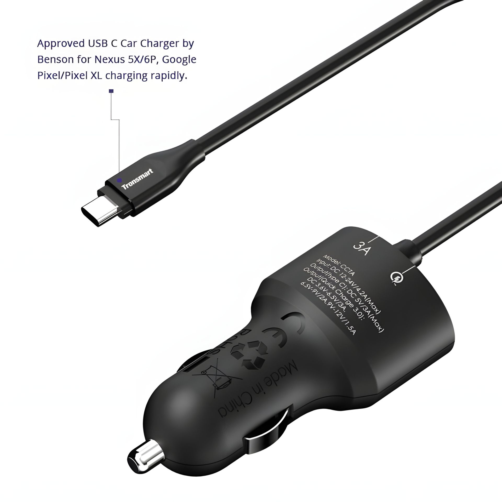 Автомобильное ЗУ PowerPlant Type-C 12V-24V, 3A Автомобильное ЗУ PowerPlant Type-C 12V-24V, 3A