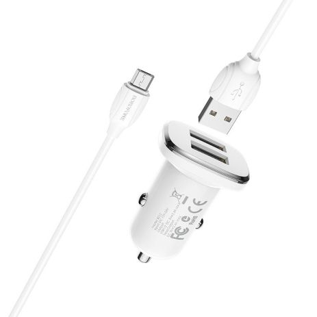 Автомобільне ЗУ Borofone BZ12 2.4A Micro 2 USB White