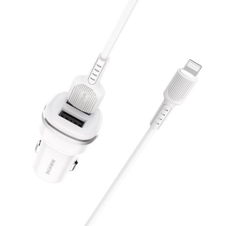 Автомобільне ЗУ Borofone BZ12 2.4A Lightning 2 USB White