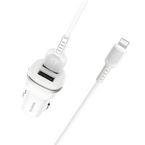Автомобільне ЗУ Borofone BZ12 2.4A Lightning 2 USB White