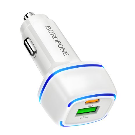 Автомобільне ЗУ Borofone BZ14A PD20W+QC3.0 3A White