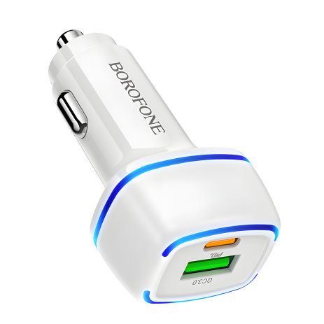 Автомобильное ЗУ Borofone BZ14A PD20W+QC3.0 3A White