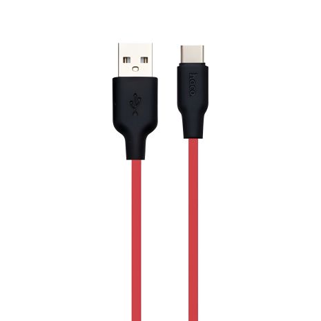 Type-C USB Hoco X21 Silicone 1m Чорно-Червоний