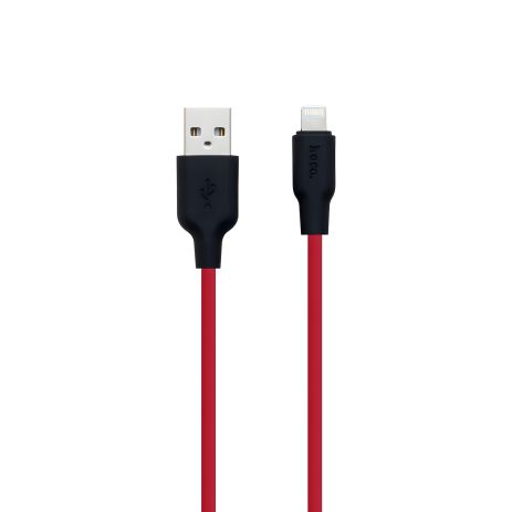 Кабель USB Hoco X21 Silicone Lightning 1m Чёрно-Красный