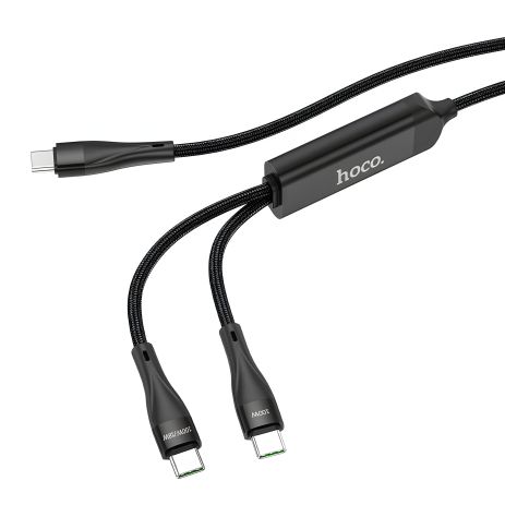 USB кабель Hoco U102 Super 2 in1 Type-C to Type-C / Type-C 100W, чорний