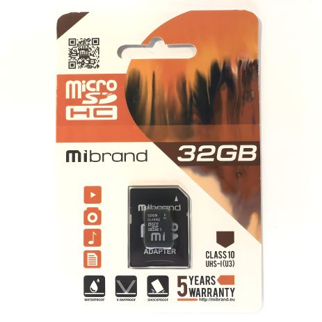 Карта Пам&#39;яті Mibrand microSDHC (UHS-1 U3) 32Gb class 10 (adapter SD) Чорний