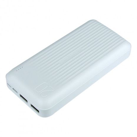 Повербанк XO PB302 (20000 mAh / Out: 2USB 5V/2A / In: Type-C, micro-USB 5V/2A) з LED індикатором, Білий