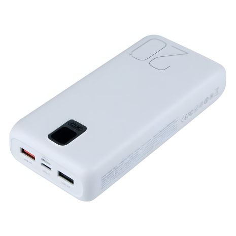 Повербанк XO PR185 + 2 Cable (20000mAh/Out: 2USB-A 22.5W QC3.0, Lightning, Type-C PD 20W/In: micro-USB, Type-C 18W) з LED Дисплеєм, Білий Повербанк XO PR185 + 2 Cable (20000mAh/Out: 2USB-A 22.5W QC3.0, Lightning, Type-C PD 20W/In: micro-USB, Type-C 18W) з LED Дисплеєм, Білий