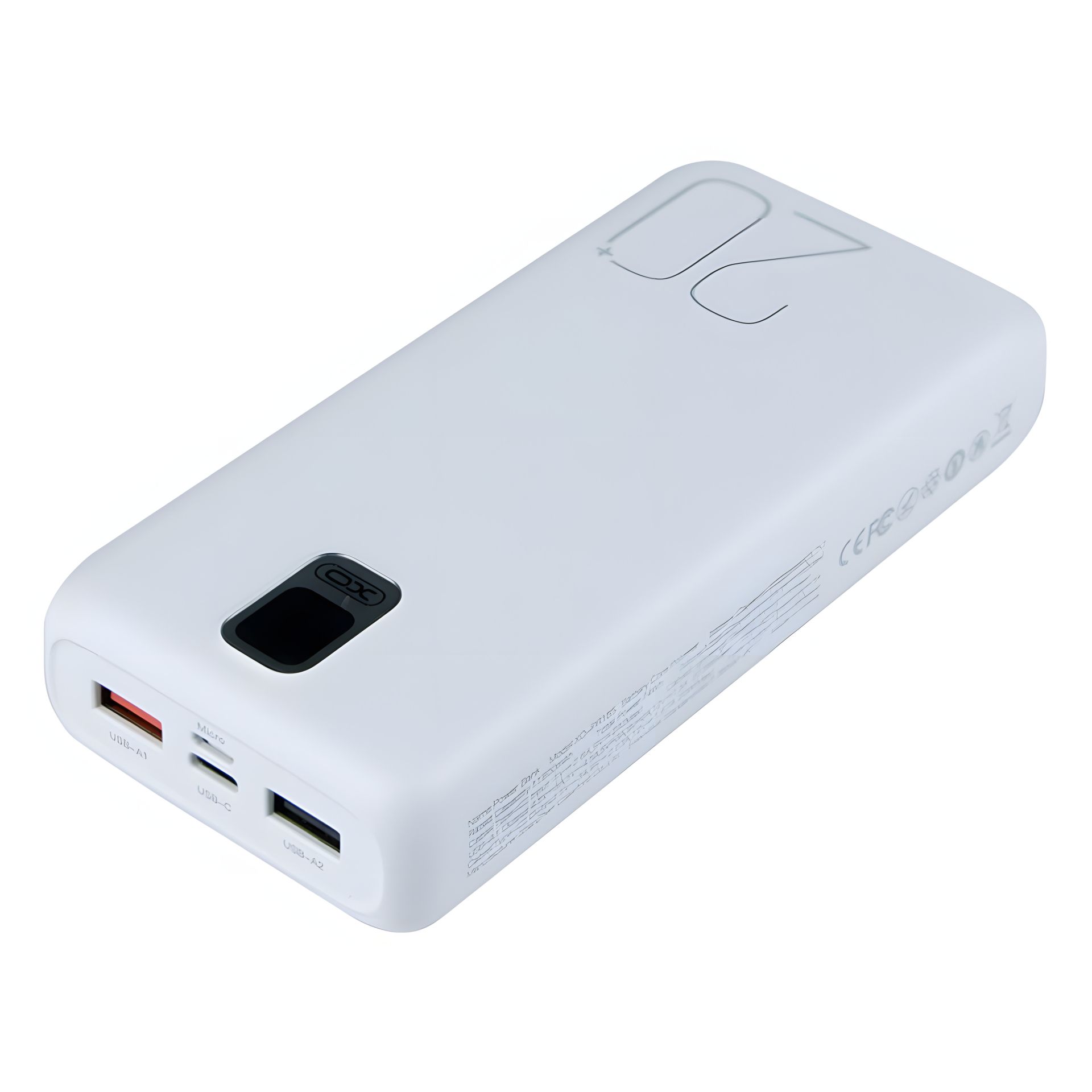 Повербанк XO PR185 + 2 Cable (20000mAh / Out: 2USB-A 22.5W QC3.0, Lightning, Type-C PD 20W / In: micro-USB, Type-C 18W ) с LED Дисплеем, Белый Повербанк XO PR185 + 2 Cable (20000mAh / Out: 2USB-A 22.5W QC3.0, Lightning, Type-C PD 20W / In: micro-USB, Type-C 18W ) с LED Дисплеем, Белый