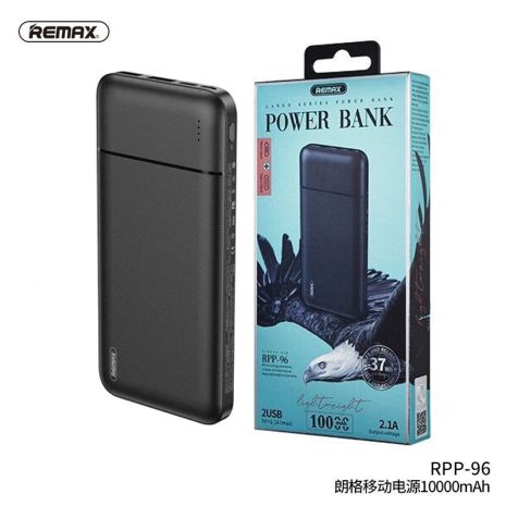 Повербанк Remax RPP-96 Lango series (10000 mAh / Out: 2USB 5V/2A / In: Type-C, micro-USB 5V/2A ) с LED индикатором, Чёрный