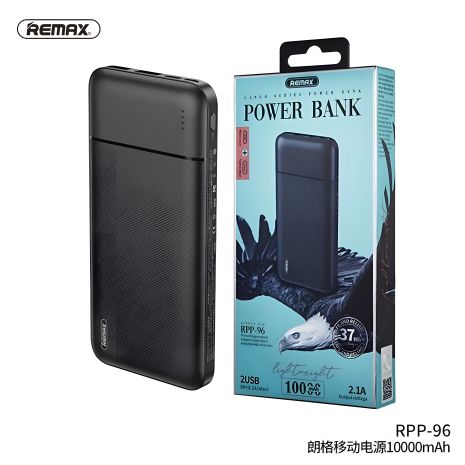Повербанк Remax RPP-96 Lango series (10000 mAh / Out: 2USB 5V/2A / In: Type-C, micro-USB 5V/2A ) с LED индикатором, Чёрный Повербанк Remax RPP-96 Lango series (10000 mAh / Out: 2USB 5V/2A / In: Type-C, micro-USB 5V/2A ) с LED индикатором, Чёрный