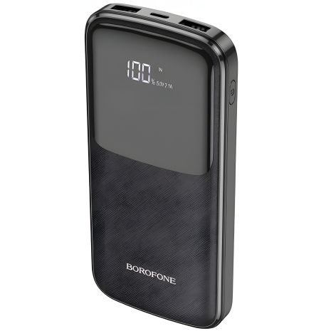 Повербанк Borofone BJ17 Oceanic digital 10000 mAh Micro-USB / Type-C вход и два USB 2A выхода, с LED дисплеем Чёрный