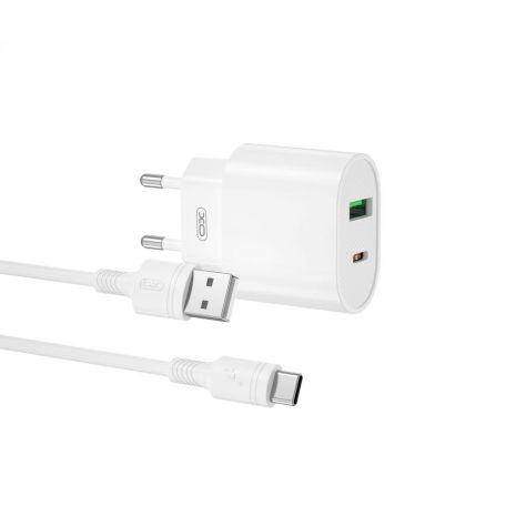 Зарядное устройство XO L81A EU PD20W+QC3.0 Type-C 2USB 18W White