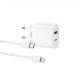 Зарядний пристрій XO L81A EU PD20W+QC3.0 Type-C to Lightning 2USB 18W White