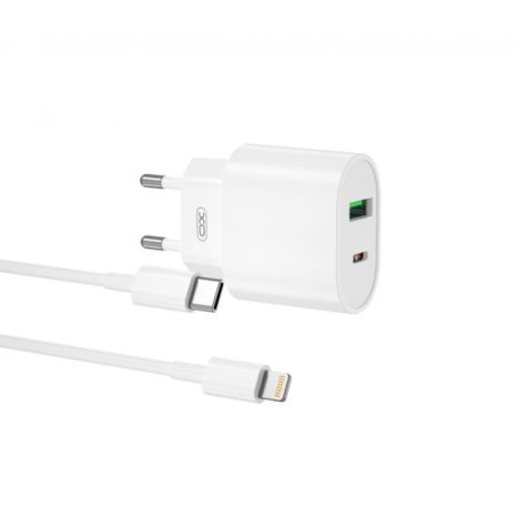 Зарядное устройство XO L81A EU PD20W+QC3.0 Type-C to Lightning 2USB 18W White