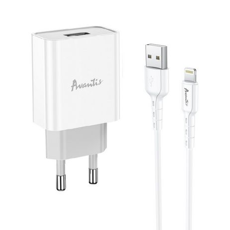 Avantis A825 Білий зарядний пристрій 1USB Lightning