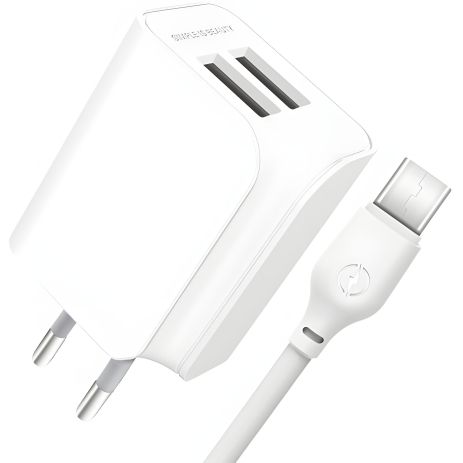 Зарядное устройство XO L35D Micro 2USB 2.1A White
