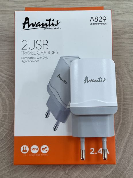 Avantis A829 Білий зарядний пристрій 2USB