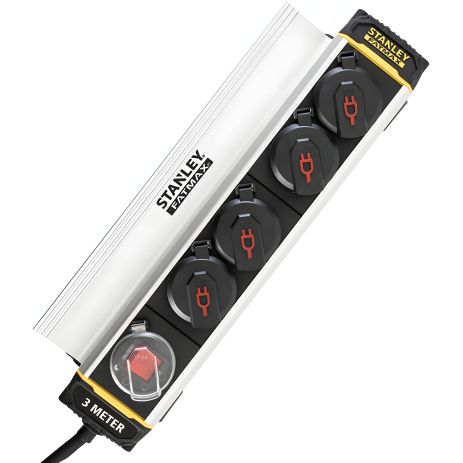 Фільтр мережі Stanley Fatmax 3 м, 3x1.5мм2, IP44, 4 розетки з кришками, алюміній